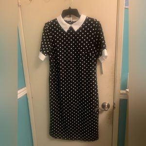 White polka dot dress with a sequin collar